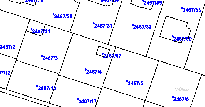 Parcela st. 2467/87 v KÚ Nový Bohumín, Katastrální mapa