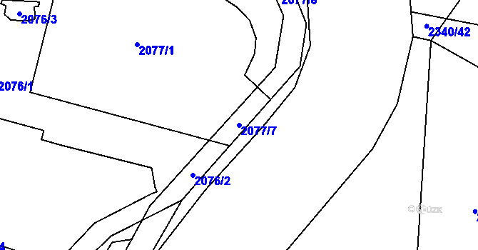 Parcela st. 2077/7 v KÚ Nový Bohumín, Katastrální mapa