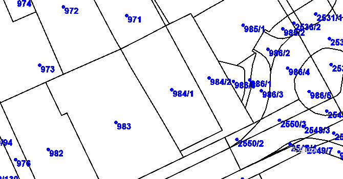 Parcela st. 984/1 v KÚ Nový Bohumín, Katastrální mapa