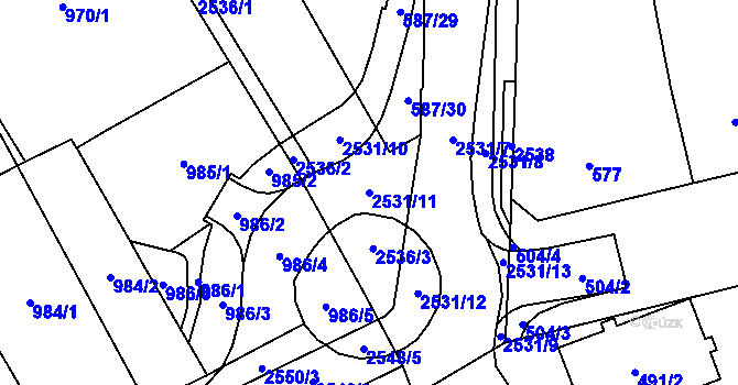 Parcela st. 2531/11 v KÚ Nový Bohumín, Katastrální mapa