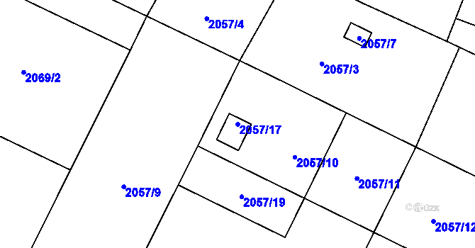 Parcela st. 2057/17 v KÚ Nový Bohumín, Katastrální mapa