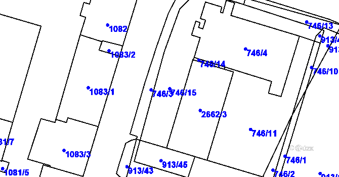 Parcela st. 746/15 v KÚ Nový Bohumín, Katastrální mapa