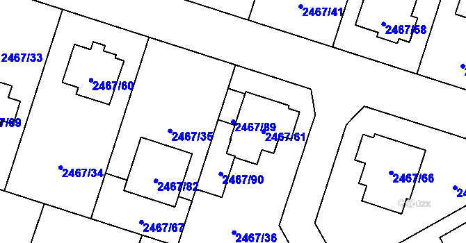 Parcela st. 2467/89 v KÚ Nový Bohumín, Katastrální mapa