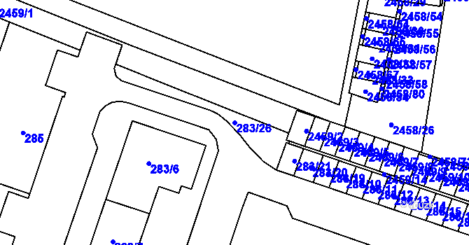 Parcela st. 283/26 v KÚ Nový Bohumín, Katastrální mapa