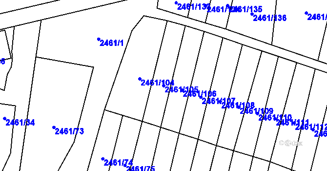 Parcela st. 2461/105 v KÚ Nový Bohumín, Katastrální mapa