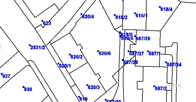 Parcela st. 620/6 v KÚ Nový Bohumín, Katastrální mapa