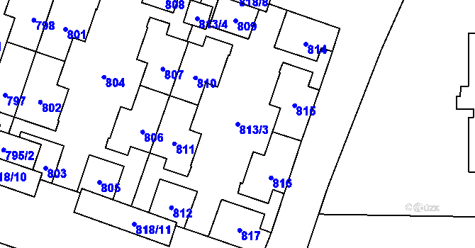 Parcela st. 813/3 v KÚ Nový Bohumín, Katastrální mapa