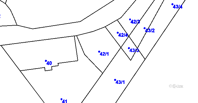 Parcela st. 42/1 v KÚ Kopytov, Katastrální mapa