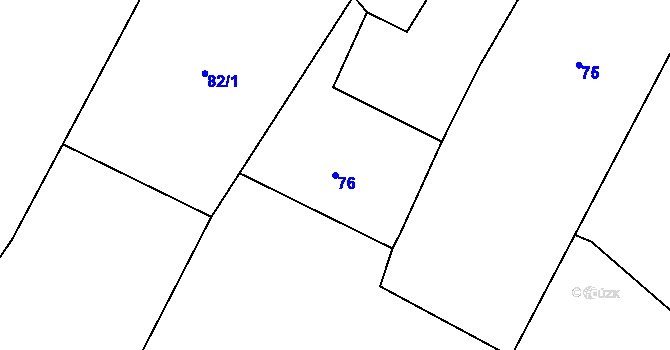 Parcela st. 76 v KÚ Kopytov, Katastrální mapa