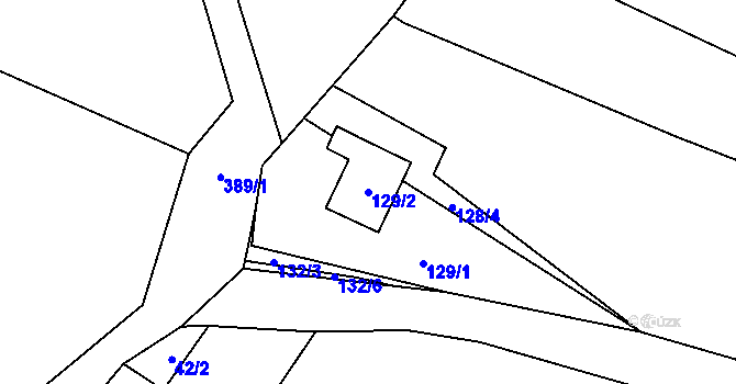 Parcela st. 129/2 v KÚ Kopytov, Katastrální mapa
