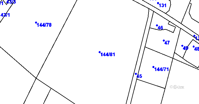 Parcela st. 144/81 v KÚ Kopytov, Katastrální mapa