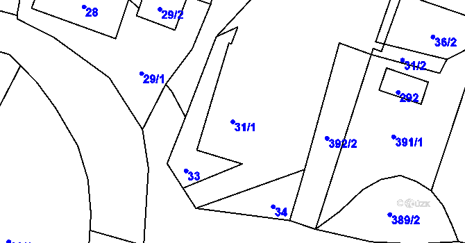 Parcela st. 31/1 v KÚ Kopytov, Katastrální mapa