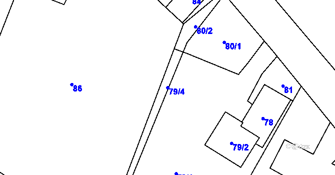 Parcela st. 79/4 v KÚ Kopytov, Katastrální mapa