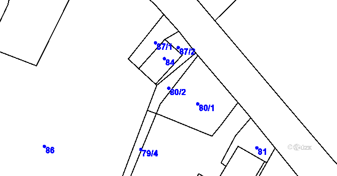 Parcela st. 80/2 v KÚ Kopytov, Katastrální mapa