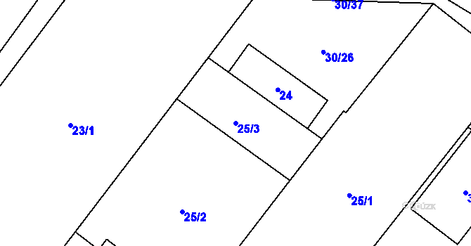 Parcela st. 25/3 v KÚ Arnultovice u Nového Boru, Katastrální mapa