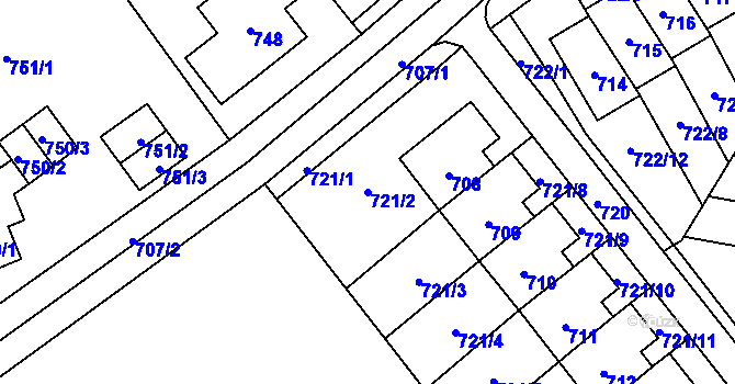 Parcela st. 721/2 v KÚ Arnultovice u Nového Boru, Katastrální mapa