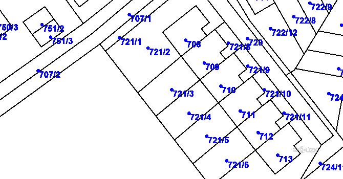 Parcela st. 721/3 v KÚ Arnultovice u Nového Boru, Katastrální mapa