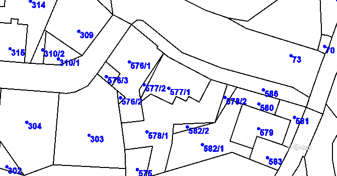 Parcela st. 577/1 v KÚ Arnultovice u Nového Boru, Katastrální mapa