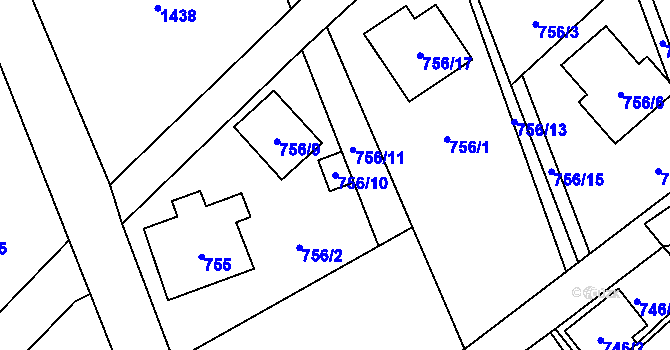 Parcela st. 756/10 v KÚ Arnultovice u Nového Boru, Katastrální mapa