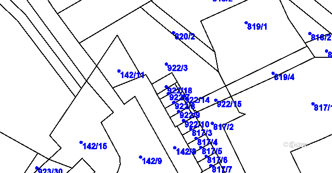 Parcela st. 922/18 v KÚ Arnultovice u Nového Boru, Katastrální mapa