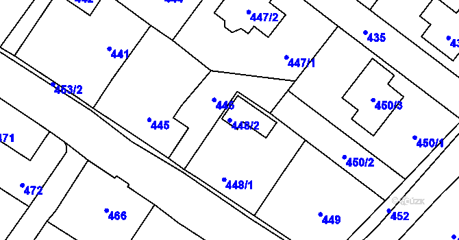 Parcela st. 448/2 v KÚ Arnultovice u Nového Boru, Katastrální mapa
