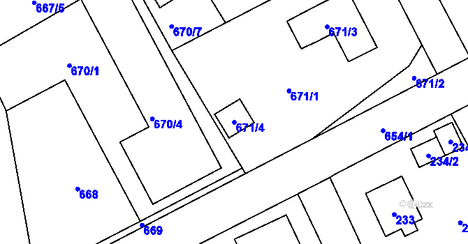 Parcela st. 671/4 v KÚ Arnultovice u Nového Boru, Katastrální mapa
