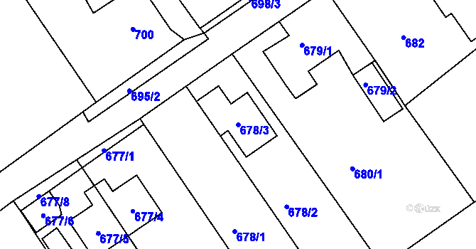 Parcela st. 678/3 v KÚ Arnultovice u Nového Boru, Katastrální mapa
