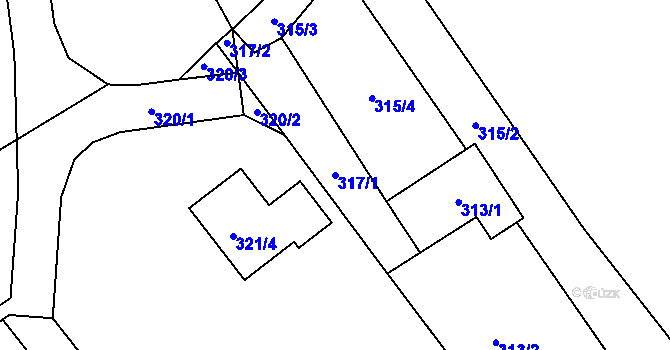 Parcela st. 317/1 v KÚ Arnultovice u Nového Boru, Katastrální mapa