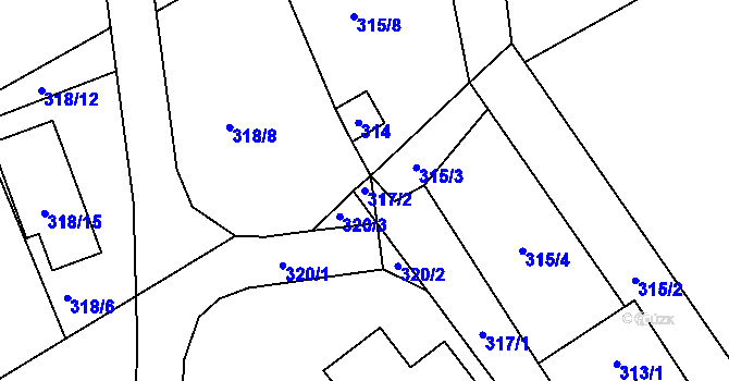 Parcela st. 317/2 v KÚ Arnultovice u Nového Boru, Katastrální mapa