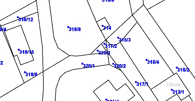 Parcela st. 320/3 v KÚ Arnultovice u Nového Boru, Katastrální mapa
