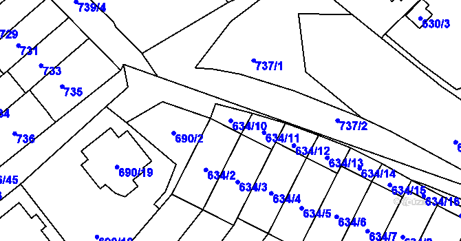 Parcela st. 634/10 v KÚ Arnultovice u Nového Boru, Katastrální mapa