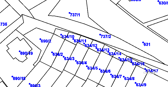 Parcela st. 634/12 v KÚ Arnultovice u Nového Boru, Katastrální mapa