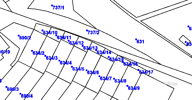 Parcela st. 634/14 v KÚ Arnultovice u Nového Boru, Katastrální mapa
