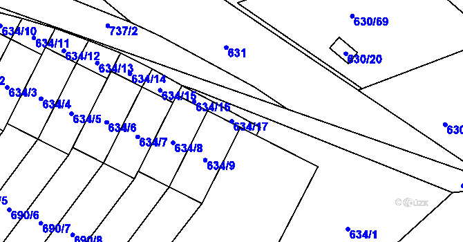 Parcela st. 634/17 v KÚ Arnultovice u Nového Boru, Katastrální mapa