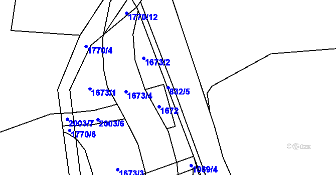 Parcela st. 832/5 v KÚ Arnultovice u Nového Boru, Katastrální mapa