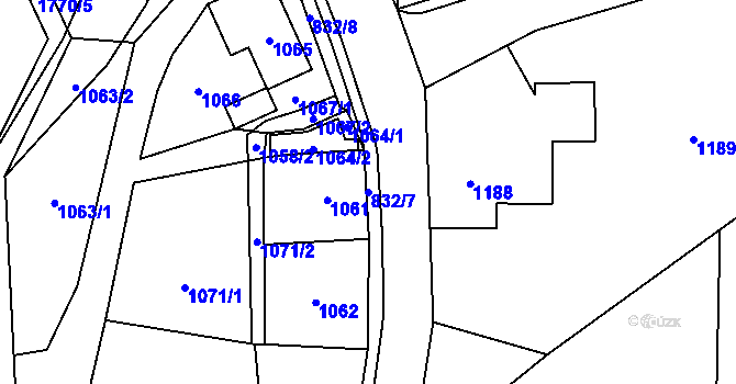 Parcela st. 832/7 v KÚ Arnultovice u Nového Boru, Katastrální mapa
