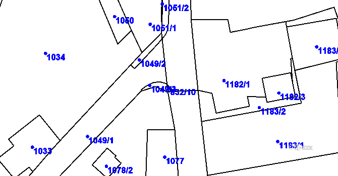 Parcela st. 832/10 v KÚ Arnultovice u Nového Boru, Katastrální mapa
