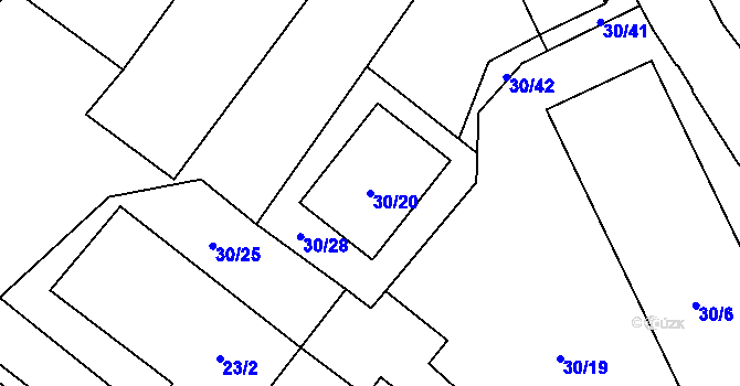 Parcela st. 30/20 v KÚ Arnultovice u Nového Boru, Katastrální mapa