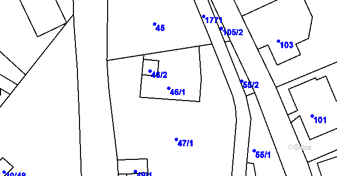 Parcela st. 46/1 v KÚ Arnultovice u Nového Boru, Katastrální mapa
