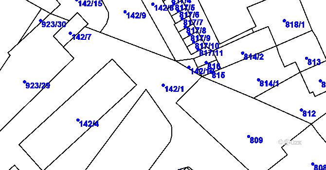 Parcela st. 142/1 v KÚ Arnultovice u Nového Boru, Katastrální mapa