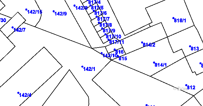 Parcela st. 142/10 v KÚ Arnultovice u Nového Boru, Katastrální mapa