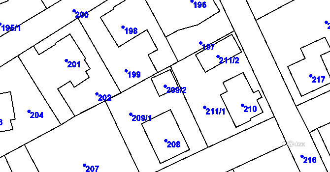 Parcela st. 209/2 v KÚ Arnultovice u Nového Boru, Katastrální mapa