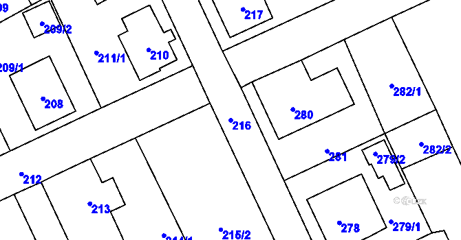 Parcela st. 216 v KÚ Arnultovice u Nového Boru, Katastrální mapa