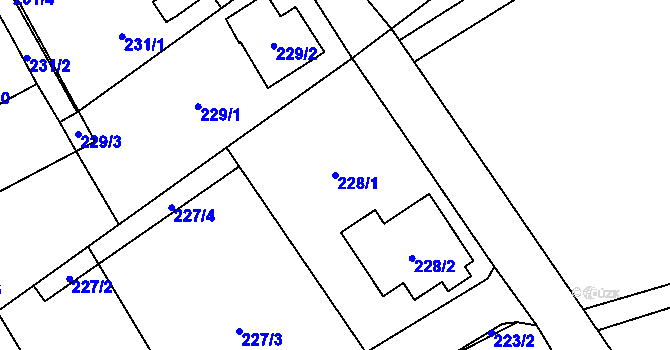 Parcela st. 228/1 v KÚ Arnultovice u Nového Boru, Katastrální mapa