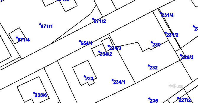 Parcela st. 234/2 v KÚ Arnultovice u Nového Boru, Katastrální mapa