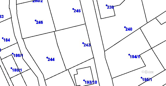 Parcela st. 243 v KÚ Arnultovice u Nového Boru, Katastrální mapa