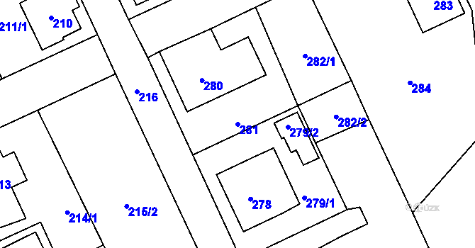 Parcela st. 281 v KÚ Arnultovice u Nového Boru, Katastrální mapa