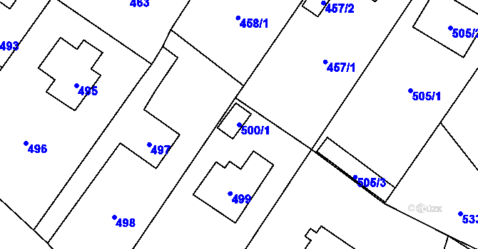Parcela st. 500/1 v KÚ Arnultovice u Nového Boru, Katastrální mapa