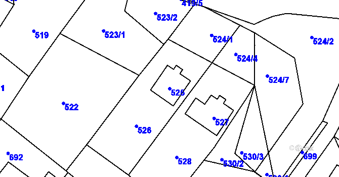 Parcela st. 525 v KÚ Arnultovice u Nového Boru, Katastrální mapa