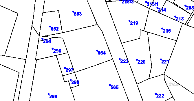 Parcela st. 564 v KÚ Arnultovice u Nového Boru, Katastrální mapa